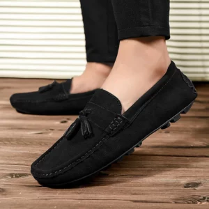 Suede Leather Mens Loafers Clasicc Comfy Man Dress Flats Fashion Moccasin Slip-on Male Boat Shoes Tassel Casual Shoes Peas Shoes - Image 5
