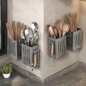Multifunctional Kitchen Utensil Storage Rack Chopstick Draining Holder Wall-Mounted Freestanding Cutlery Tableware Organizer Box - Image 3