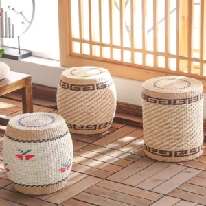 Tight Weave Sofa Seat Sturdy Sitting Stool Pine Shoe Changing Bench High Load-bearing Small Stools Suitable for Living Room - Image 2