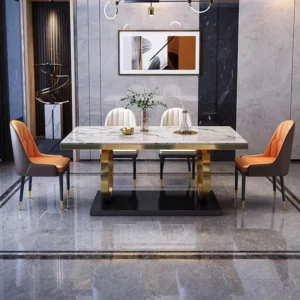 Modern luxury nordic rectangular marble dining tables 4 6 8 seater dinning table with chairs set dining room furniture - Image 6