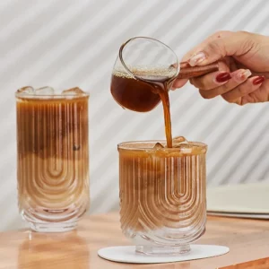 Niche Glass American Ice Latte Coffee Cup, Handmade, Small U Juice Cups, Water Mug, Drink Mugs, Simple New Style, Kawaii Wave - Image 2