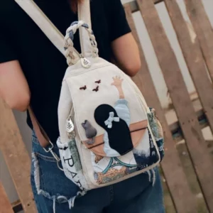 Cute cartoon girl backpack, lightweight and versatile canvas bag for women - Image 3