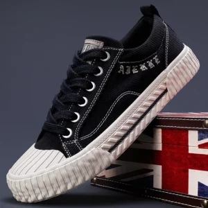 White Canvas Shoes for Men Casual Autumn Vulcanized Shoes Lace-up Students Cloth Shoe Men's Flats Sneakers Men Board Shoes - Image 4