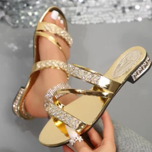2023 Summer New Line Flat Bottom Slippers Women's Square Head Snake Pattern Transparent Belt Slippers - Image 5