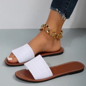Women Slippers 2024 Summer Luxury Fashion Flat Sandals Brown Designer Open Toe Non-Slip Outdoor Beach Slippers Slides Women - Image 2