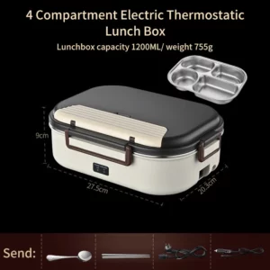 Electric Heated Lunch Boxes Stainless Steel Food Insulation Bento Lunch Box Home Car Keep Warm Lunch Box 1.2L, 12V/220V - Image 6