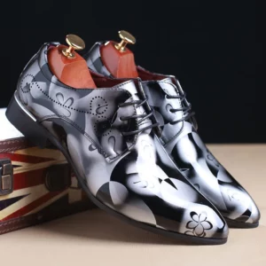 Luxury Men Oxford Shoes Retro Floral Pattern Men Dress Shoes Fashion Lace-Up Flats High Quality Business Men Party Wedding Shoes - Image 5
