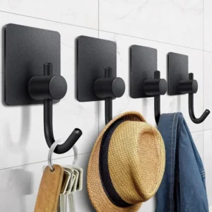 4Pcs Stainless Steel Bathroom Robe Hooks Adhesive Wall Hook Towel Holder Bathroom Kitchen Hardware Multi-Purpose Hanger Hook - Image 2