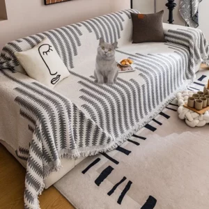 Thicken Chenille Blanket Classic Black Stripe Sofa Blanket Summer Couch Non Slip Blanket Office Nap Shawl Cushion Sofa Covers 담요 - Image 4