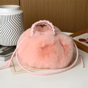 Women's Crossbody Pumpkin Plush Bag Cute Tote Bags Autumn Winter Fashion Solid Color Handbag Travel Shoulder Bags - Image 4