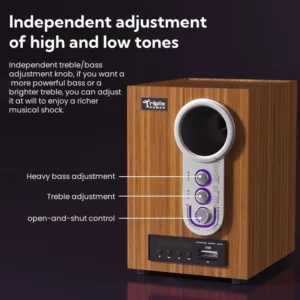 Wooden USB Audio Multimedia Laptop Stereo 2.1 Speaker PC Accessories Bluetooth Sound Computer Speakers for Desktop PC/TV Tablet - Image 5