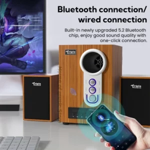 Wooden USB Audio Multimedia Laptop Stereo 2.1 Speaker PC Accessories Bluetooth Sound Computer Speakers for Desktop PC/TV Tablet - Image 3