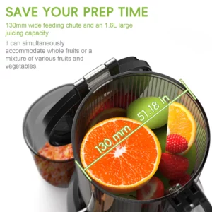 BioloMix Cold Press Juicer,with 130mm Feed Chute,Fit Whole Fruits & Vegetables,High Juice Yield,BPA FREE Slow Masticating Juicer - Image 2