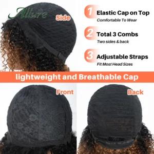 Brazilian Jerry Curly Human Hair Wigs For Women Dark Brown Colored Short Curly Hair Glueless Wig Afro Kinky Hair Wigs Allure - Image 4