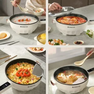 MultiFunction Electric Cooking Pot, NonStick Electric Fryer and Steamer for Home Use, Compact Cooker, Quick Meal Appliance - Image 3