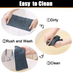 Kitinjoy 6pcs Microfiber Towel Absorbent Kitchen Cloth Wash Kitchen Clean Cloth Soft Lint Free Dish Cloth Household Wash Towel - Image 3
