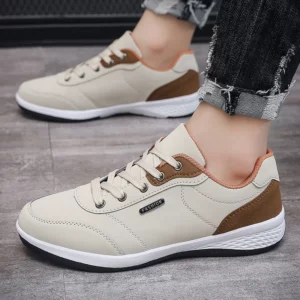 2023 New Casual Shoes for Men Fashion Leather Casual Shoes Comfortable Skateboarding Sneakers Mixed Colors Lace Up Walking Shoes - Image 2