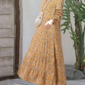 2023 ZANZEA Fashion Floral Print Muslim Dress Women Casual Loose Ruffle Abaya Sundress Kaftan Robe Femme Vintage Maxi Vestidos - Image 5
