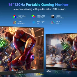 High Quality 120hz Gaming Portable Monitor Aluminum with Stand, 16inch 1200P External Second PC Screen for Phone Laptop Xbox Mac - Image 5