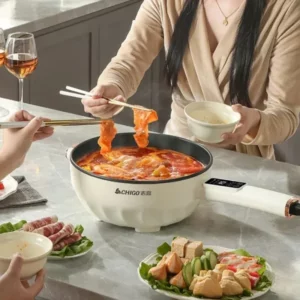 MultiFunction Electric Cooking Pot, NonStick Electric Fryer and Steamer for Home Use, Compact Cooker, Quick Meal Appliance - Image 2