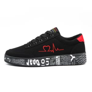Fashion Women Vulcanized Shoes Sneakers Ladies Lace-up Casual Shoes Breathable Canvas Lover Shoes Graffiti Flat Zapatos Hombe - Image 3