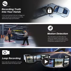 3 Channel Car DVR HD 1080P 3-Lens Inside Vehicle Dash CamThree Way Camera DVRs Recorder Video Registrator Dashcam Camcorder - Image 5