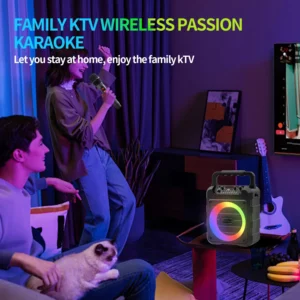 Karaoke Machine with 2 Wireless Karaoke Microphones, Portable Bluetooth Speaker Home Karaoke System with RGB Colorful Light - Image 3