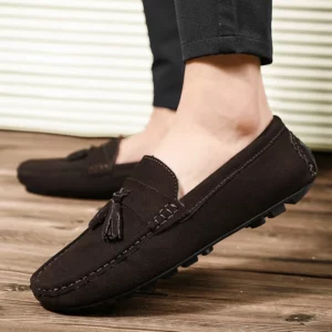 Suede Leather Mens Loafers Clasicc Comfy Man Dress Flats Fashion Moccasin Slip-on Male Boat Shoes Tassel Casual Shoes Peas Shoes - Image 2