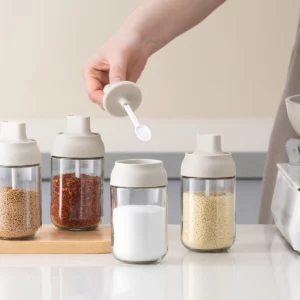 WMMO Spice Jar with Lid Set Herb Condiment Tins with Plastic Spoon Salt Storage Container Seal Box for Pepper Seasoning Cans - Image 2