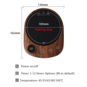 Electric Beverage Heating Plate 200W Smart Milk Tea Coffee Cup Mug Warmer for Desk 5 Temperatures with Timer Automatic Shut Off - Image 6