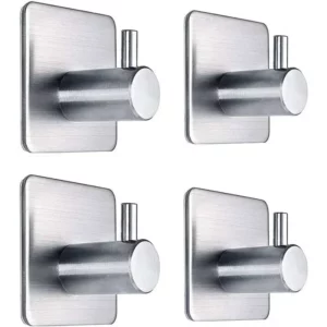 4Pcs Stainless Steel Bathroom Robe Hooks Adhesive Wall Hook Towel Holder Bathroom Kitchen Hardware Multi-Purpose Hanger Hook - Image 4