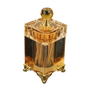 Nordic Tall Crystal Glass Toothpick Box with Lid Luxury Amber Transparent Cotton Swab Toothpick Box Dining Table Storage Jar - Image 6
