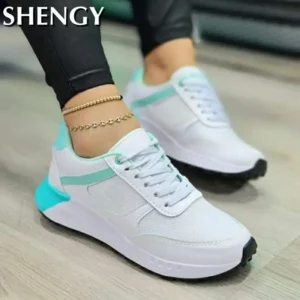 2023 New Women Sneakers Mesh Breathable Wedges Sports Shoes Fashion Mixed Colors Lace-Up Casual Lady Vulcanized Shoes Zapatillas - Image 6
