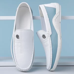 Mens Leather Shoes 2024 Casual Slip on Formal Dress Loafers Breathable Soft Flats for Male Non Slip Driving Office Work Shoes - Image 3