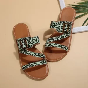 Women Summer Leopard Pattern Sandals New Fashion Retro Large Flat Slippers Outdoor Vacation Beach Casual Shoes Lightweight - Image 5