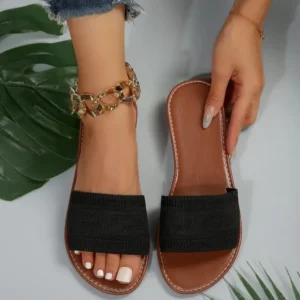 Women Slippers 2024 Summer Luxury Fashion Flat Sandals Brown Designer Open Toe Non-Slip Outdoor Beach Slippers Slides Women - Image 3