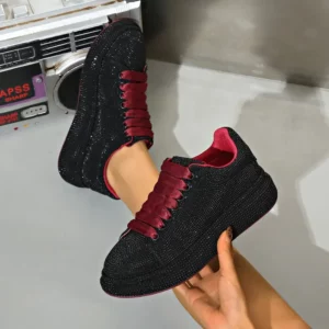 Women Luxury Shoes Full Diamond Lace up Women Sneakers Shiny Water Diamond Flat Bottom Designer Platform Shoes plataforma mujer - Image 6