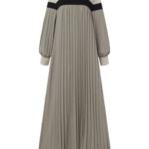 2024 ZANZEA Fashion Women Autumn Long Lantern Sleeve Muslim Dress Abaya Islamic Robe Kaftan Patchwork Sundress Pleated Vestidos - Image 4