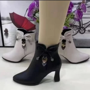 2023 high-heeled boots female spring and autumn single boots new women's shoes zip white waterproof Taiwan high-heeled shoes - Image 2
