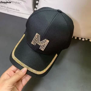 Gold Sequins Hip Hop Caps Women Club Party Baseball Cap Diamond M Letter Visors Hats Fashion Ladies Korean Version Snapback Hat - Image 6