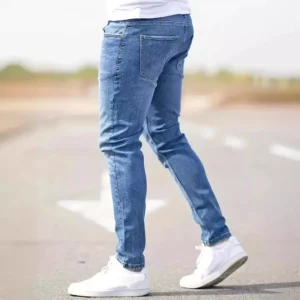 Distressed Men Jeans Denim Holes Skinny Vintage Wash Solid Pencil Pants 2024 Ankle Length Sheath Punk Style Pockets Slim - Image 3