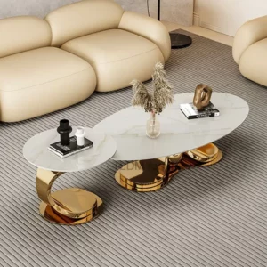 Luxury White Coffee Tables Modern Design Minimalist Nordic Side Table Legs Metal Irregular Table Basses De Salon Home Furniture - Image 1