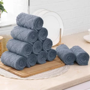 Kitinjoy 6pcs Microfiber Towel Absorbent Kitchen Cloth Wash Kitchen Clean Cloth Soft Lint Free Dish Cloth Household Wash Towel - Image 6
