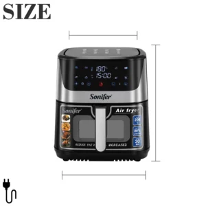 Sonifer Air Fryer SF-1034 .Frying pot capacity: 8.5L .Temperature control: 80-200°C time control: 1-60mins .LED display and touc - Image 6