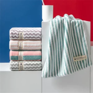 1Pc 34x75cm Colorful Striped Hand Towel Coral Fleece Home Soft Velvet Hair Cloth Bathroom Shower Clean Washcloth - Image 3