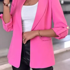 Elegant Women's Cardigan Blazer New 2024 Autumn Winter Long Sleeve Casual Solid Color Coat Jacket For Women Slim Blazers - Image 4
