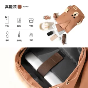 Brown Bear Kawaii Backpack Student Cartoon Cartoon Cute Large Capacity Bag Girl Wind Travel Leisure Canvas Fashion Backpack New - Image 5
