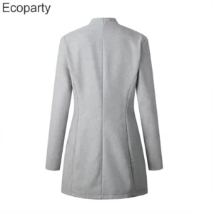 Winter Women's Windbreaker Coat Temperament Commuting Medium Long Woolen Coats Small Stand Collar Coat Cardigan for Female - Image 4