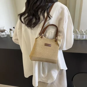 Fashion Woven Women's Handbag Brand Designer Wallet Contrasting Shoulder Bag 2024 Summer New Women Diagonal Shoulder Bag Travel - Image 4