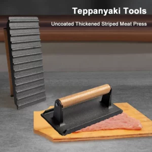 Cast Iron Flat Top Grill Hamburger Grinder with Wooden Handle Kitchen Heavy Flat Steak Weight/Bacon Press Hamburger Patty Maker - Image 3